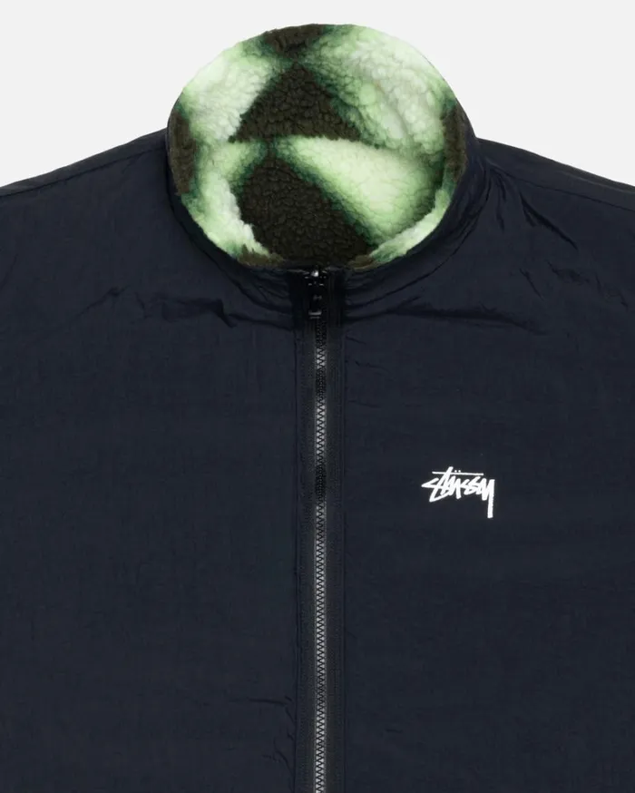 Shop Stussy SHERPA REVERSIBLE JACKET Green