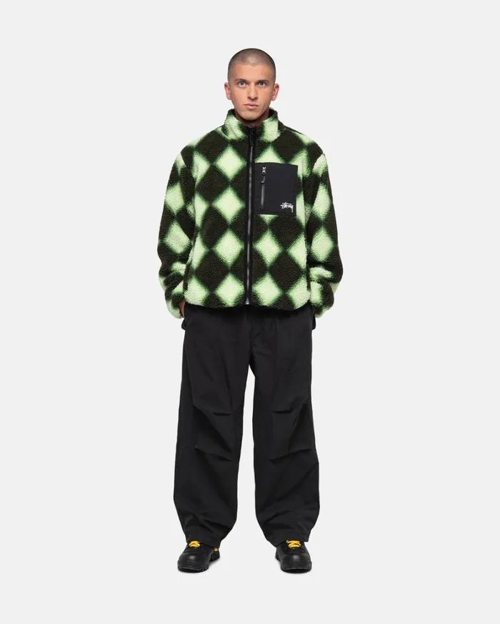 Shop Stussy SHERPA REVERSIBLE JACKET Green