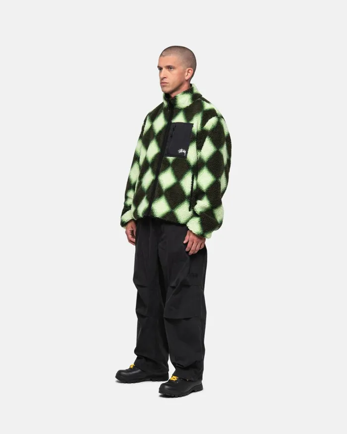 Shop Stussy SHERPA REVERSIBLE JACKET Green