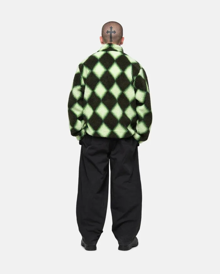 Shop Stussy SHERPA REVERSIBLE JACKET Green