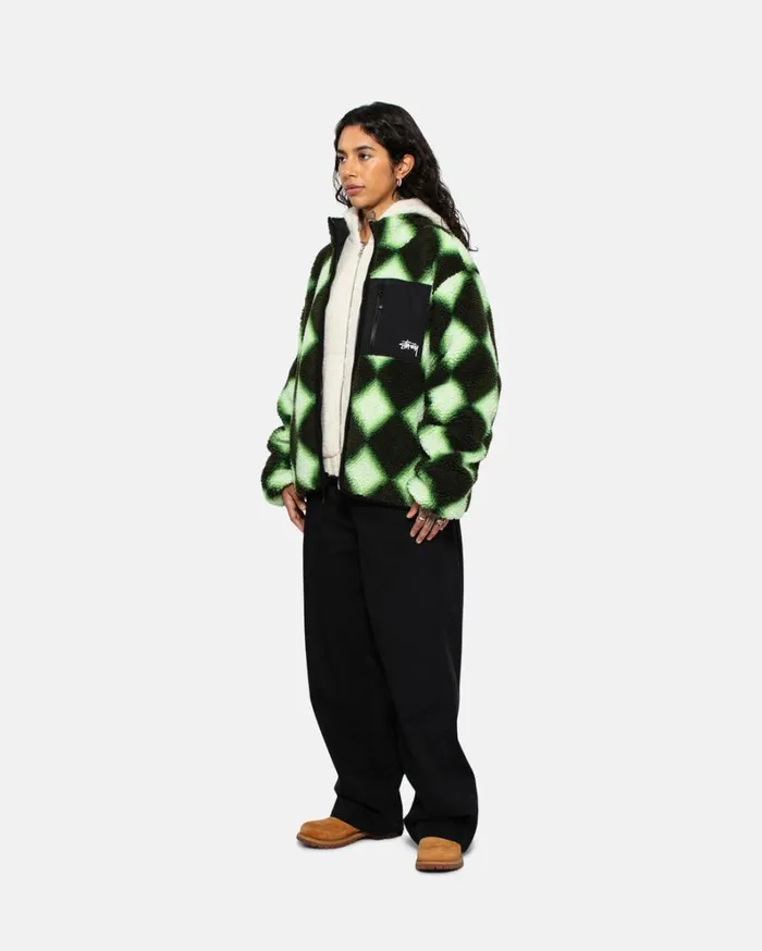 Shop Stussy SHERPA REVERSIBLE JACKET Green