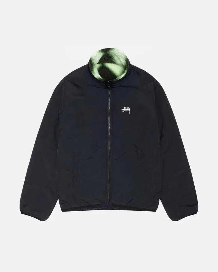 Shop Stussy SHERPA REVERSIBLE JACKET Green