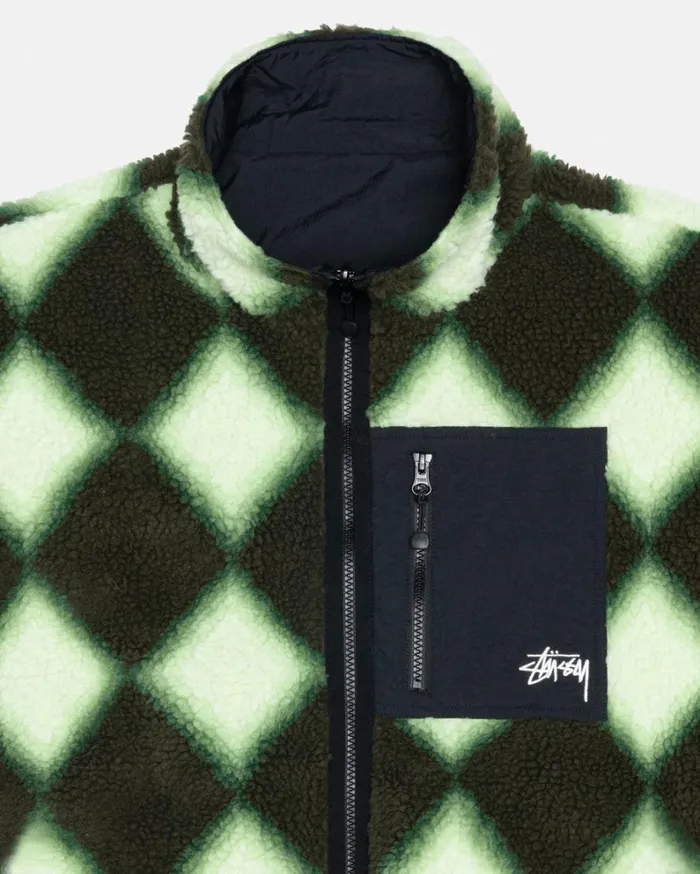 Shop Stussy SHERPA REVERSIBLE JACKET Green