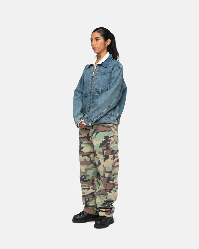 Shop Stussy ZIP WORK JACKET DENIM Washed Blue