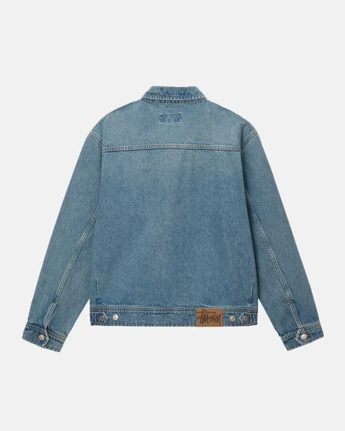 Shop Stussy ZIP WORK JACKET DENIM Washed Blue