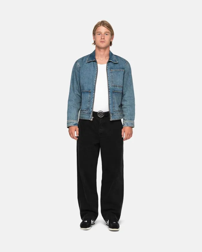 Shop Stussy ZIP WORK JACKET DENIM Washed Blue