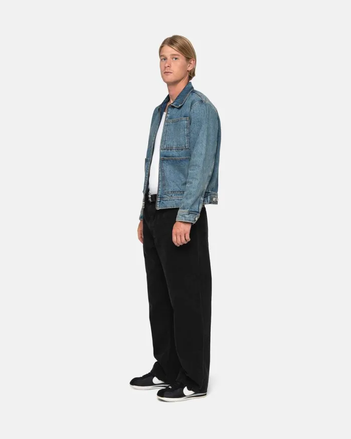Shop Stussy ZIP WORK JACKET DENIM Washed Blue