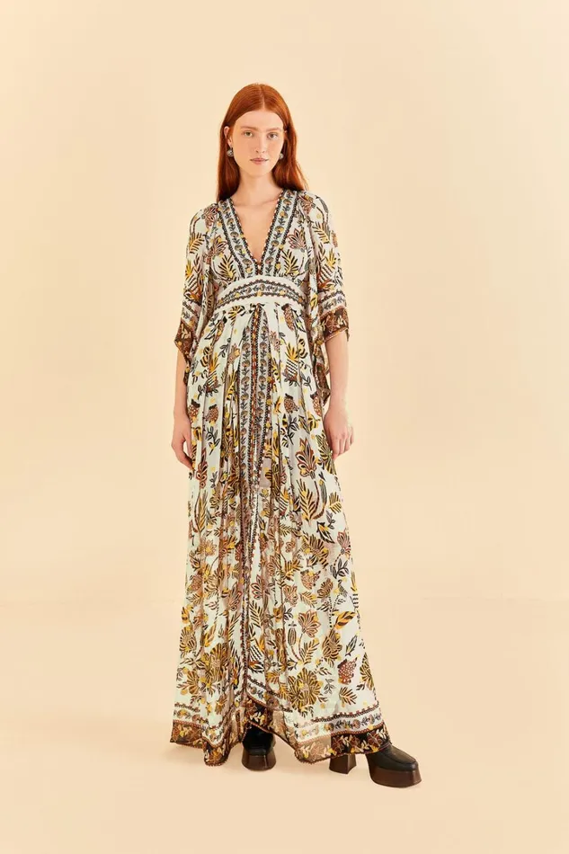 Silver Floral Tapestry Maxi Dress Women FARM Rio Maxi Dresses