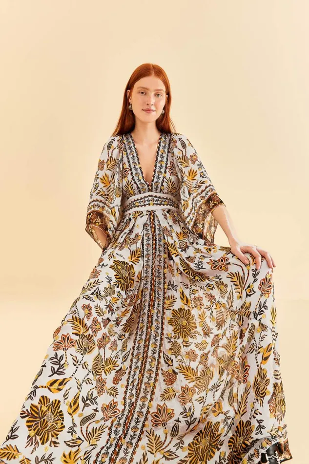 Silver Floral Tapestry Maxi Dress Women FARM Rio Maxi Dresses