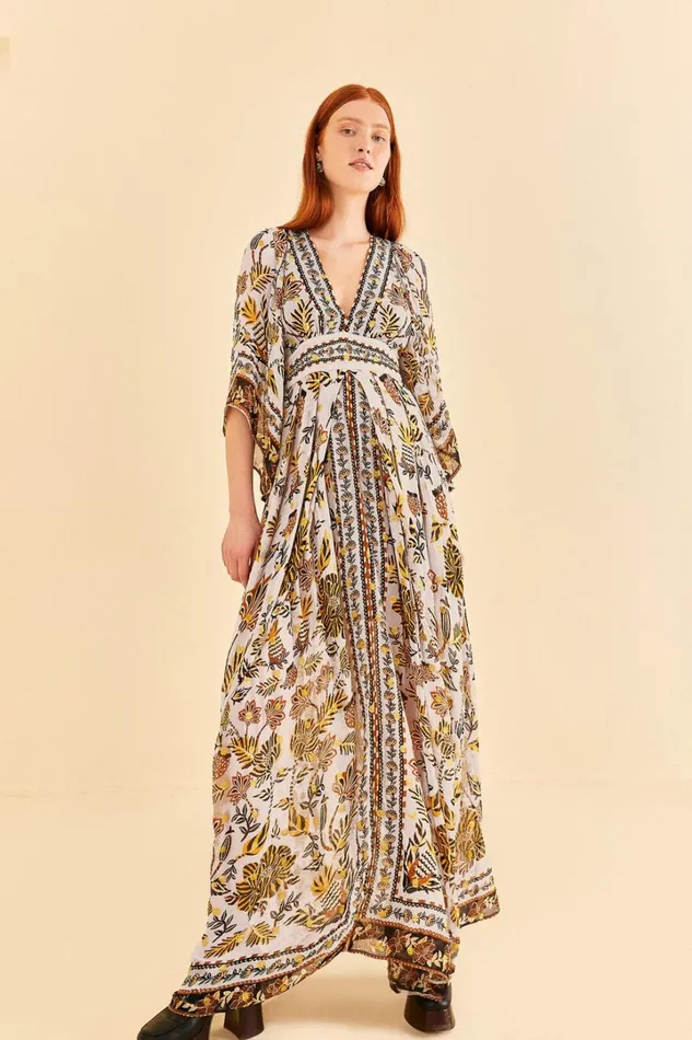 Silver Floral Tapestry Maxi Dress Women FARM Rio Maxi Dresses