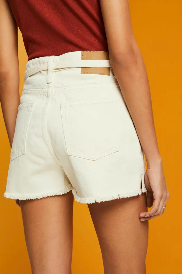 Skirts Shorts Women Esprit High Rise Tie Waist Denim Shorts Ice