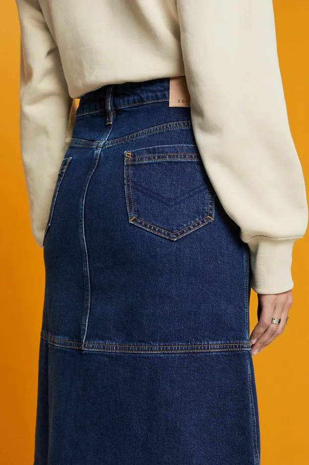 Skirts Shorts Women Esprit KneeLength Denim Skirt Blue Medium Washed