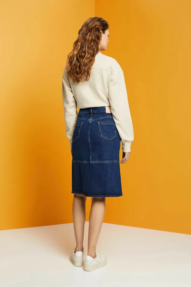 Skirts Shorts Women Esprit KneeLength Denim Skirt Blue Medium Washed