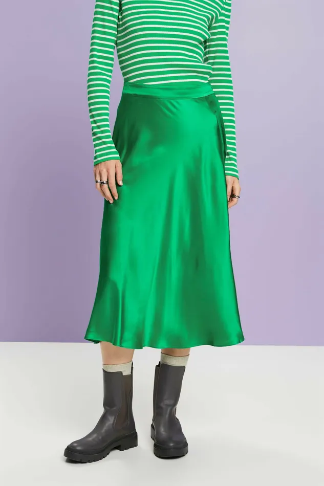 Skirts Shorts Women Esprit Silk Midi Skirt Green