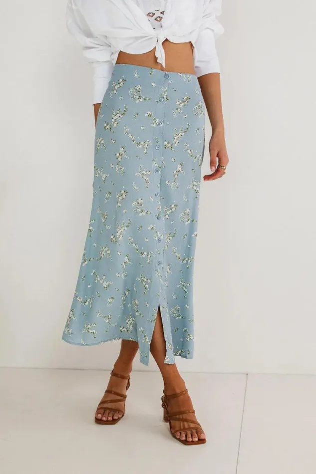 Skirts Women Bohme Rory Floral Skirt In Blue Blue