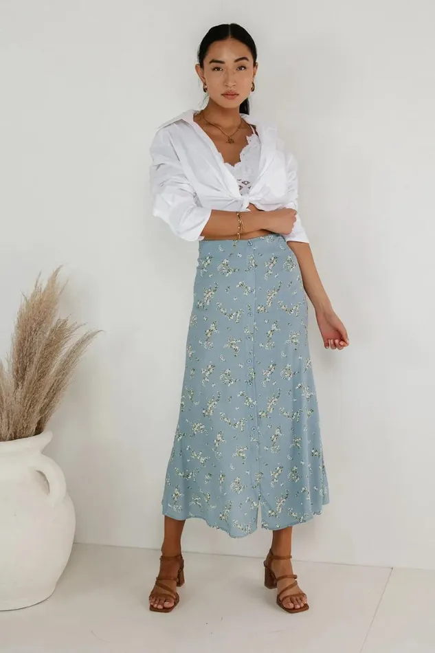 Skirts Women Bohme Rory Floral Skirt In Blue Blue