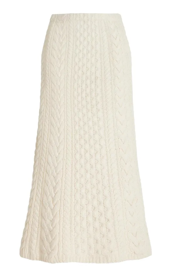Skirts Women Gabriela Hearst Callum Knit Midi Skirt In Ivory Cashmere