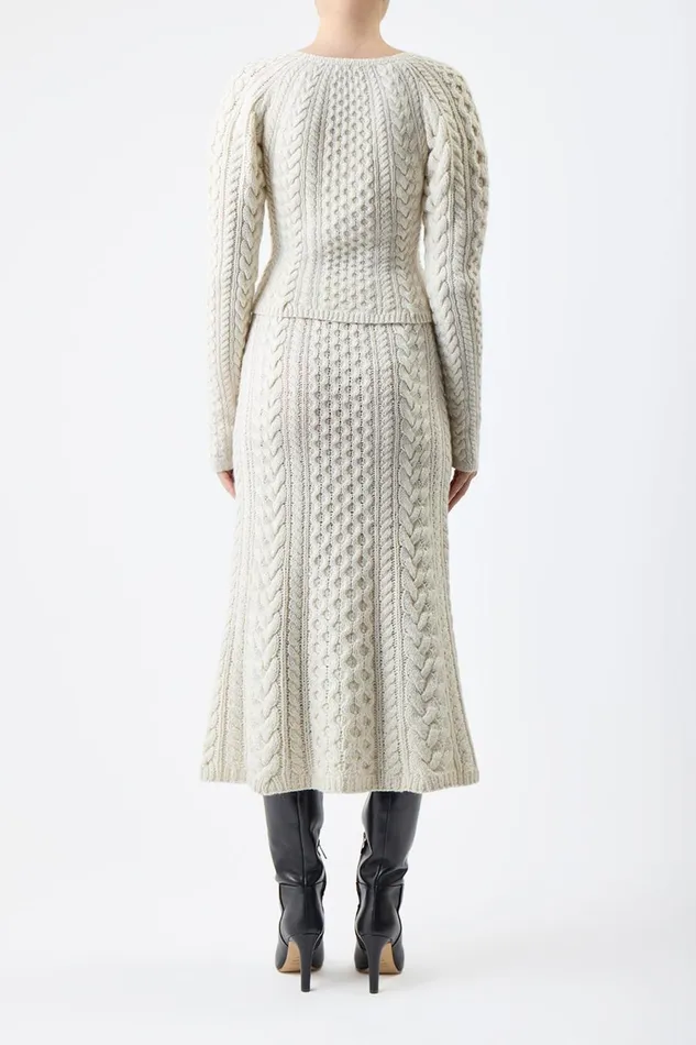 Skirts Women Gabriela Hearst Callum Knit Midi Skirt In Ivory Cashmere