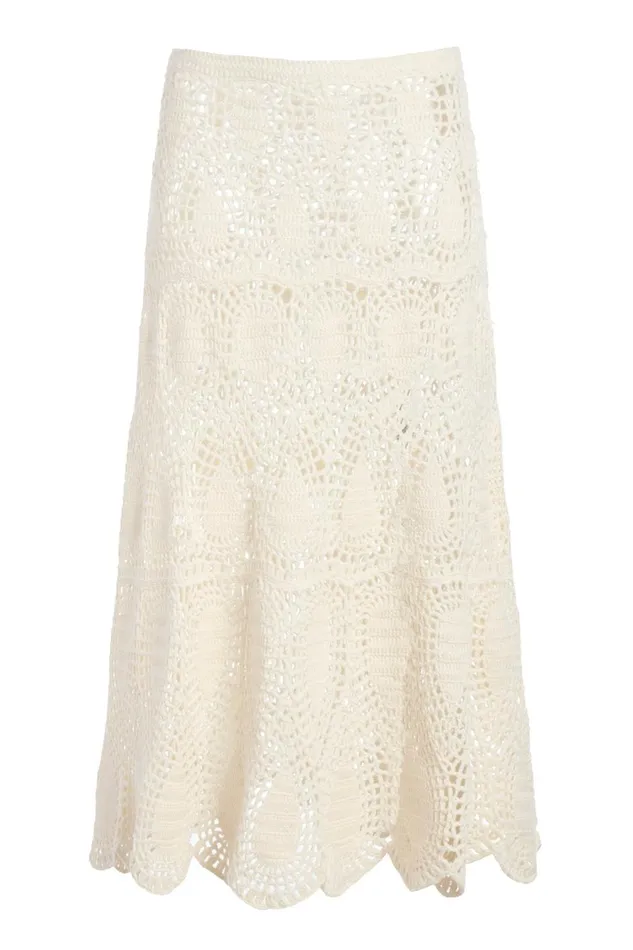 Skirts Women Gabriela Hearst Cleo Crochet Maxi Skirt In Ivory Wool Cashmere
