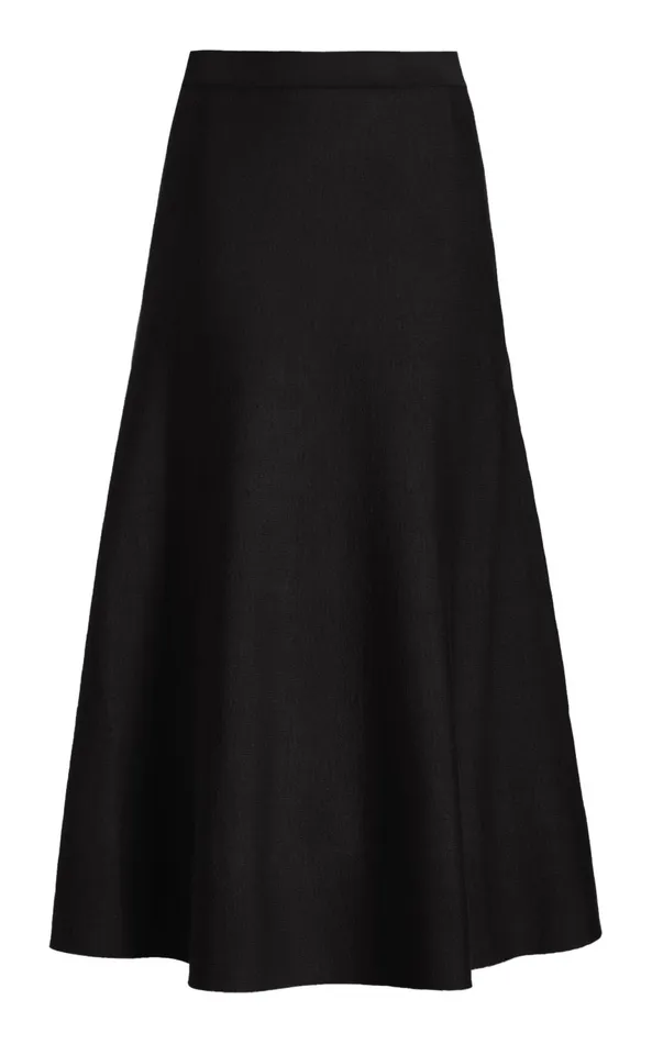 Skirts Women Gabriela Hearst Freddie Knit Midi Skirt In Black Merino Wool Cashmere