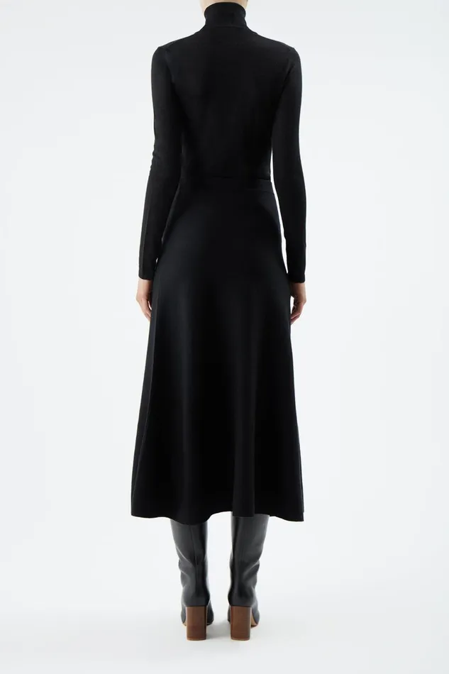 Skirts Women Gabriela Hearst Freddie Knit Midi Skirt In Black Merino Wool Cashmere