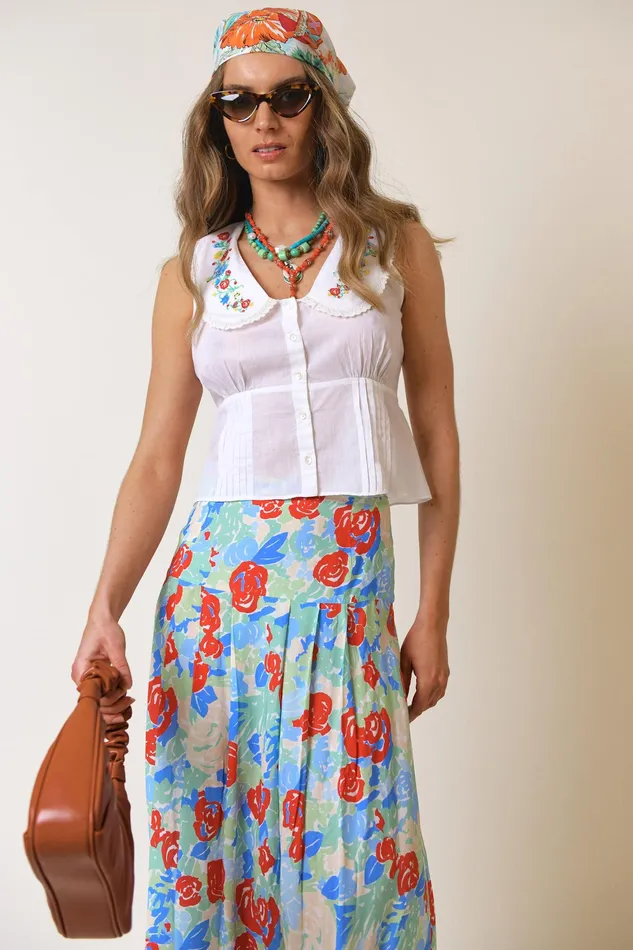 Skirts Women RIXO Nancy Collage Floral Skirts Women RIXO Nancy Collage Floral
