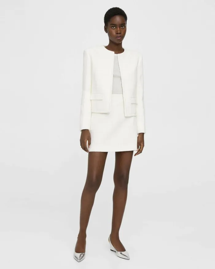 Skirts Women Theory HighWaisted Mini Skirt In Cotton Tweed White