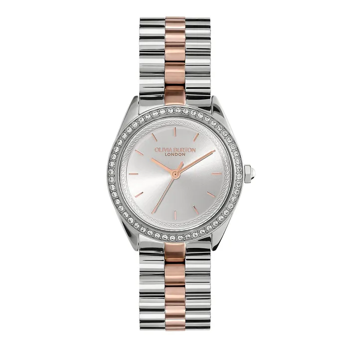 Sports Luxe Watches Women 34mm Bejewelled Silver and Two Tone Bracelet Watch Olivia Burton Sports Luxe Watches Women 34mm Bejewelled Silver and Two Tone Bracelet Watch Olivia Burton