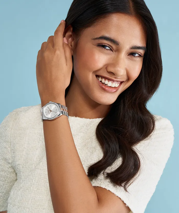 Sports Luxe Watches Women 34mm Bejewelled Silver and Two Tone Bracelet Watch Olivia Burton