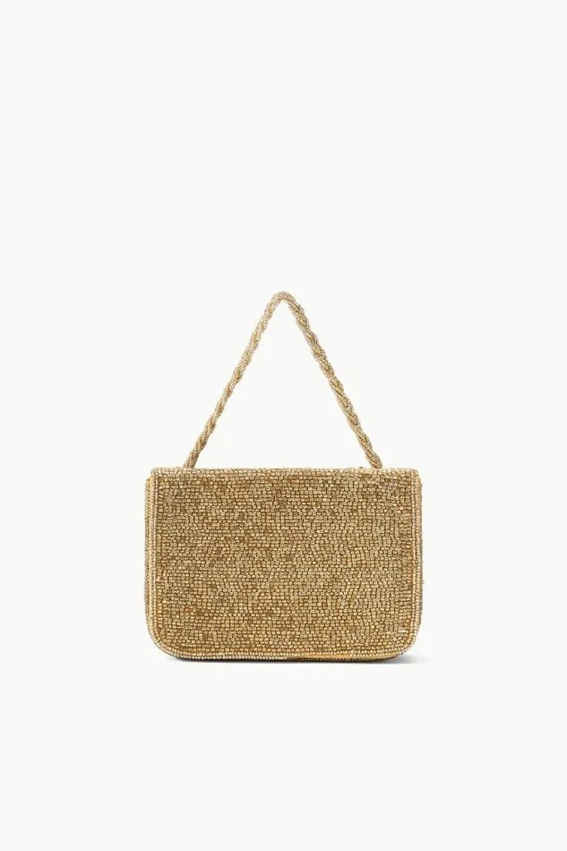 STAUD Beaded STAUD CARMEN BEADED BOX BAG GOLD 8211 Women