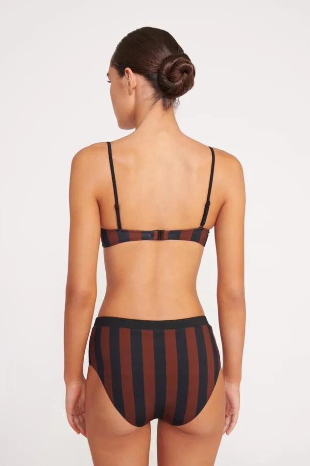 STAUD Bikinis STAUD DEVON HIGH RISE BIKINI BOTTOM BLACK TAN SEASHORE STRIPE 8211 Women STAUD Bikinis STAUD DEVON HIGH RISE BIKINI BOTTOM BLACK TAN SEASHORE STRIPE 8211 Women