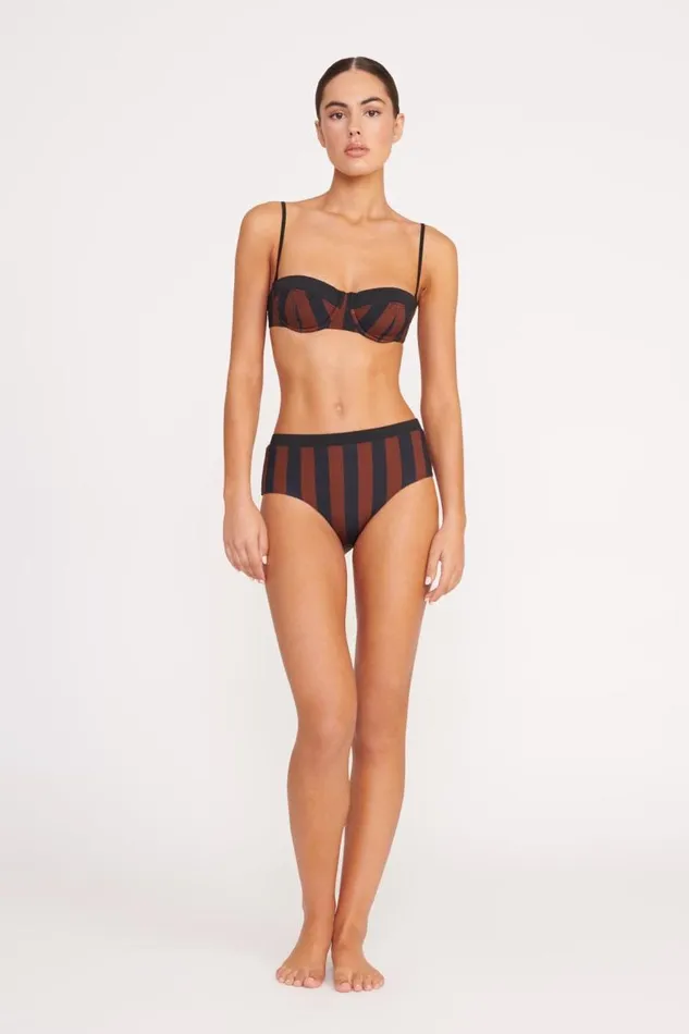 STAUD Bikinis STAUD JO BALCONETTE BIKINI TOP BLACK TAN SEASHORE STRIPE 8211 Women STAUD Bikinis STAUD JO BALCONETTE BIKINI TOP BLACK TAN SEASHORE STRIPE 8211 Women