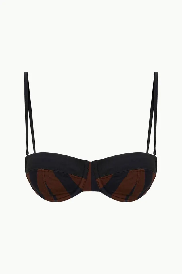 STAUD Bikinis STAUD JO BALCONETTE BIKINI TOP BLACK TAN SEASHORE STRIPE 8211 Women STAUD Bikinis STAUD JO BALCONETTE BIKINI TOP BLACK TAN SEASHORE STRIPE 8211 Women