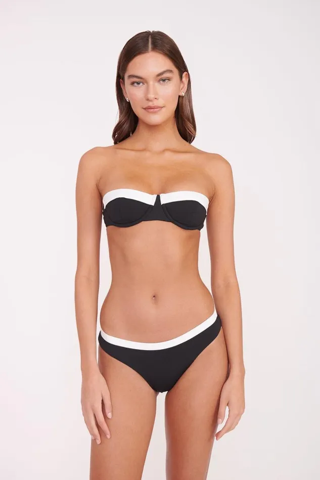 STAUD Bikinis STAUD JO BALCONETTE BIKINI TOP BLACK WHITE 8211 Women