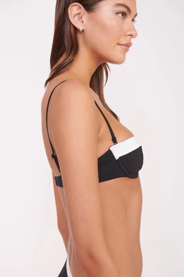 STAUD Bikinis STAUD JO BALCONETTE BIKINI TOP BLACK WHITE 8211 Women STAUD Bikinis STAUD JO BALCONETTE BIKINI TOP BLACK WHITE 8211 Women