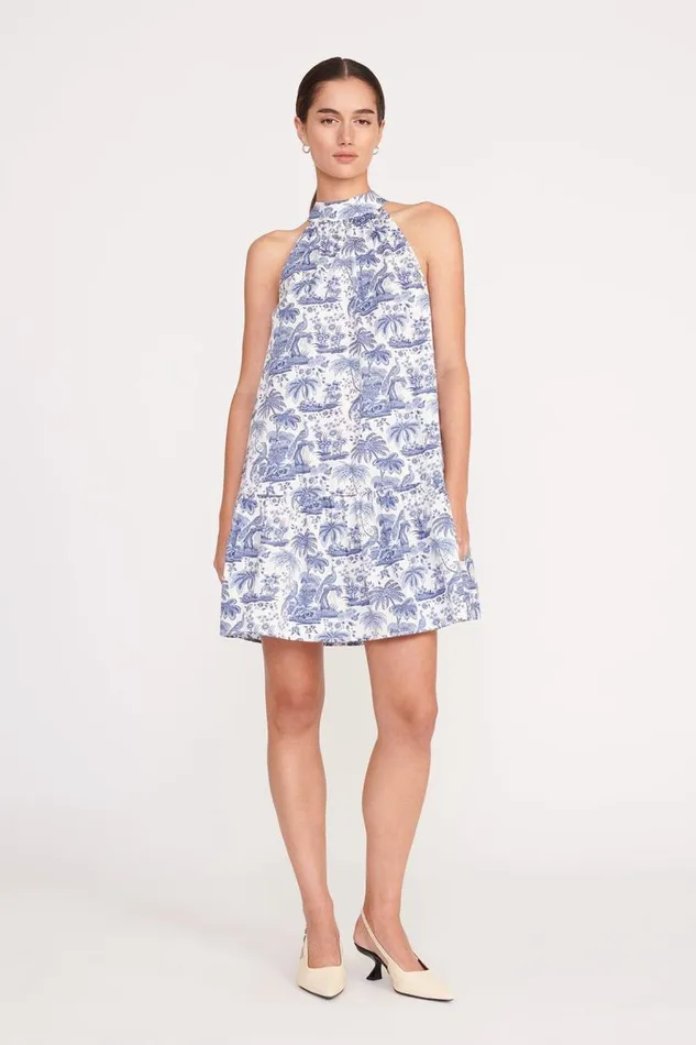 STAUD Dresses STAUD MARLOWE DRESS BLUE TOILE 8211 Women