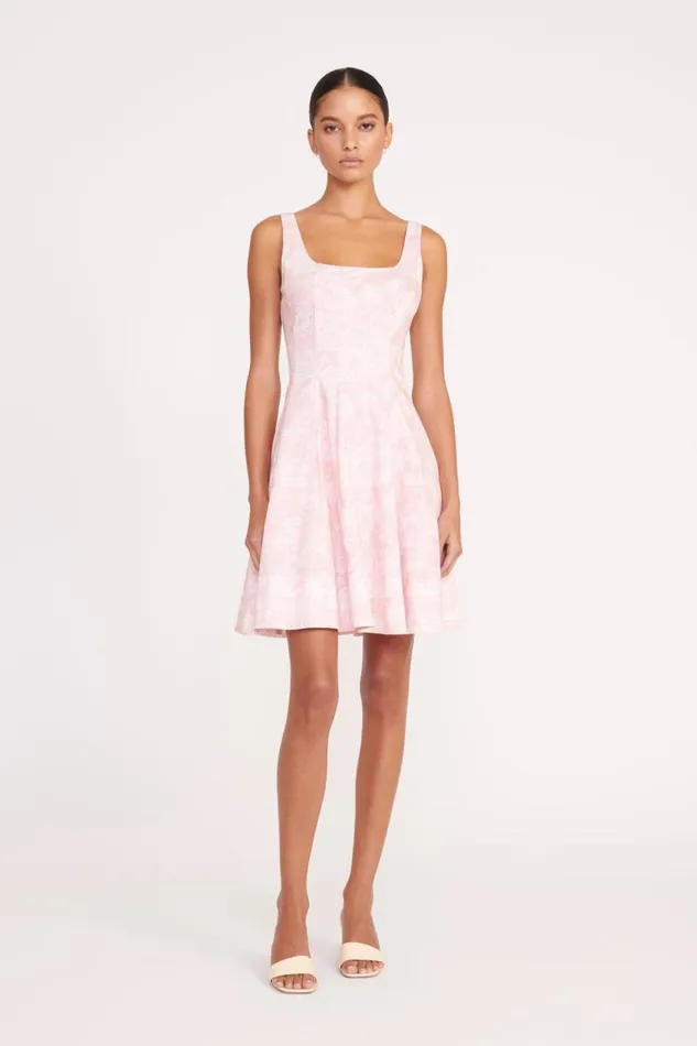 STAUD Dresses STAUD MINI WELLS DRESS CHERRY BLOSSOM IVORY TOILE 8211 Women