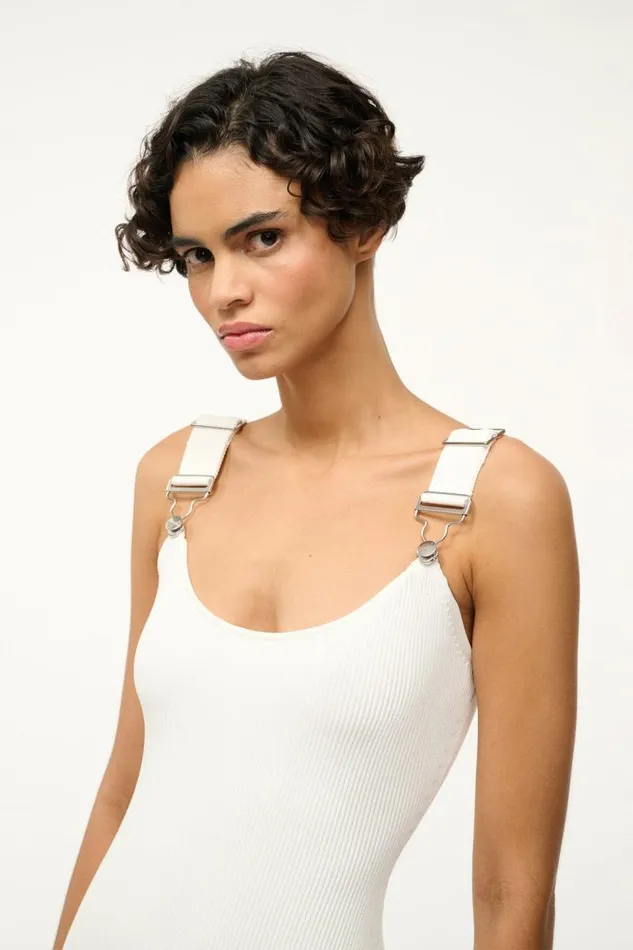STAUD Dresses STAUD WRANGLER THE OVERALL RIB TANK DRESS WHITE 8211 Women STAUD Dresses STAUD WRANGLER THE OVERALL RIB TANK DRESS WHITE 8211 Women