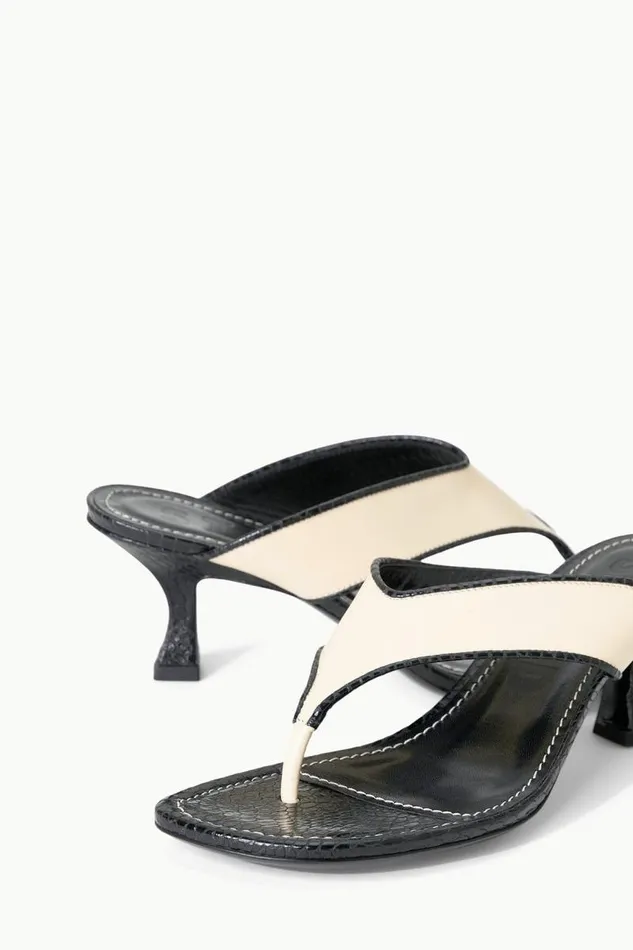 STAUD Heels STAUD NATALIA THONG SANDAL CREAM BLACK 8211 Women STAUD Heels STAUD NATALIA THONG SANDAL CREAM BLACK 8211 Women