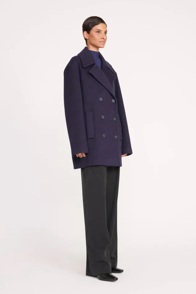 STAUD Outerwear and Jackets STAUD ELORA PEACOAT NAVY 8211 Women STAUD Outerwear and Jackets STAUD ELORA PEACOAT NAVY 8211 Women