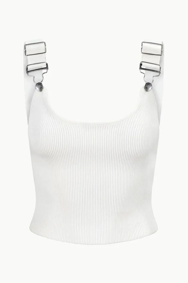 STAUD Tops STAUD WRANGLER THE OVERALL RIB TANK WHITE 8211 Women STAUD Tops STAUD WRANGLER THE OVERALL RIB TANK WHITE 8211 Women