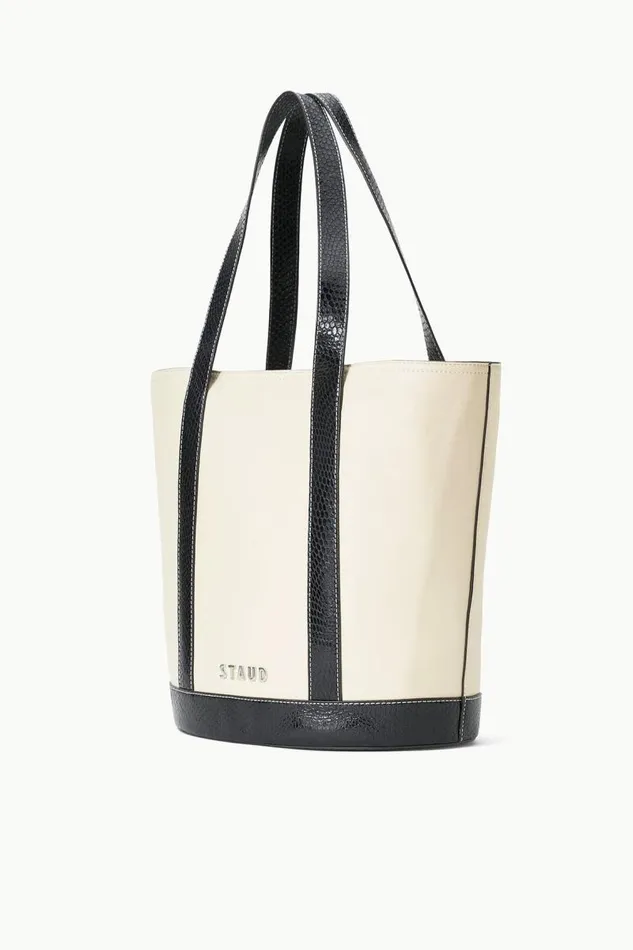 STAUD Totes STAUD CUSTOM MONOGRAM ALLORA TOTE CREAM BLACK 8211 Women STAUD Totes STAUD CUSTOM MONOGRAM ALLORA TOTE CREAM BLACK 8211 Women