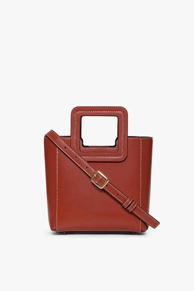 STAUD Totes STAUD MINI SHIRLEY LEATHER BAG COGNAC 8211 Women