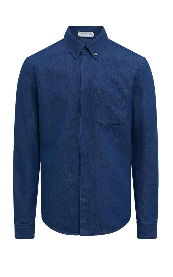 Suits Men Gabriela Hearst Cholul Shirt In Recycled Cotton Linen Denim