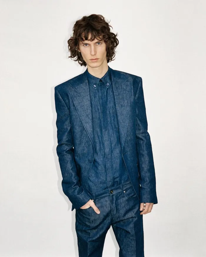 Suits Men Gabriela Hearst Cholul Shirt In Recycled Cotton Linen Denim
