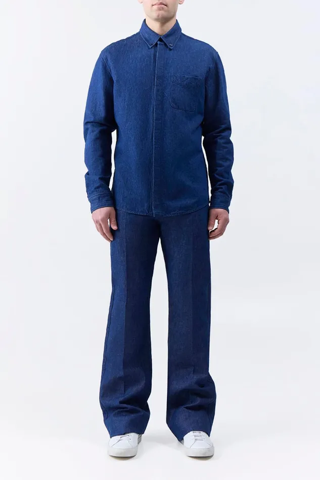 Suits Men Gabriela Hearst Cholul Shirt In Recycled Cotton Linen Denim
