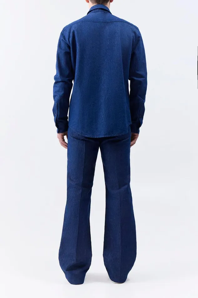 Suits Men Gabriela Hearst Cholul Shirt In Recycled Cotton Linen Denim