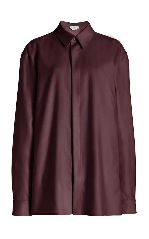 Suits Men Gabriela Hearst Nicolas Shirt In Deep Bordeaux Virgin Wool Twill