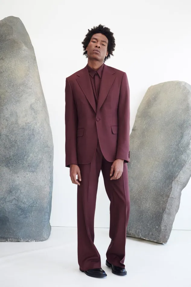 Suits Men Gabriela Hearst Nicolas Shirt In Deep Bordeaux Virgin Wool Twill