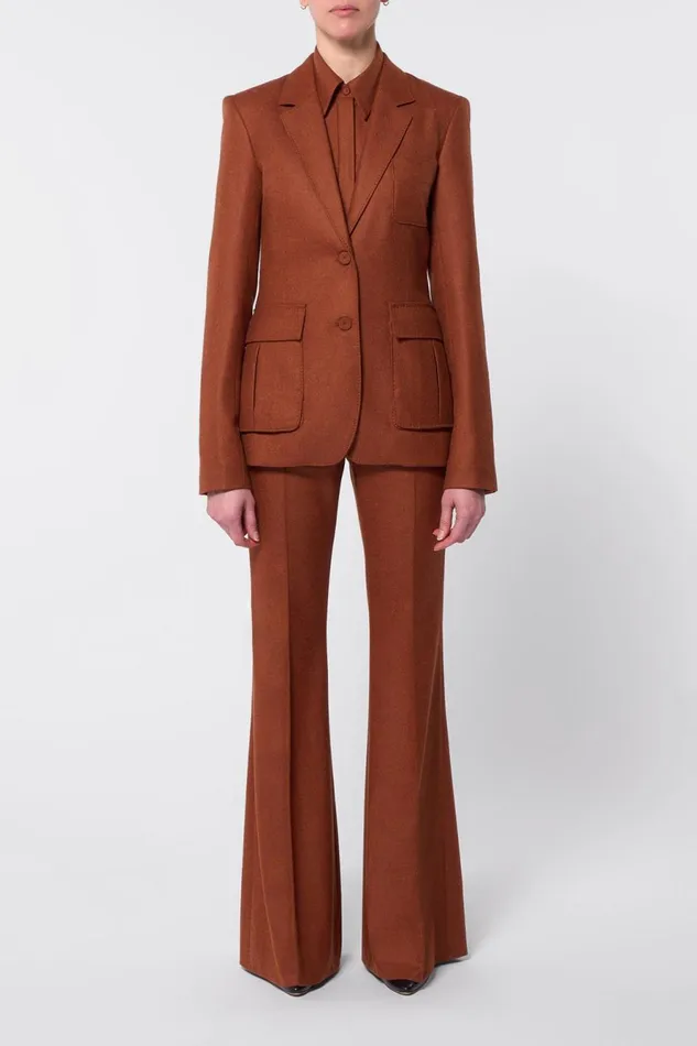 Suits Women Gabriela Hearst Louisa Blazer In Rust Melange Virgin Wool Cashmere Flannel